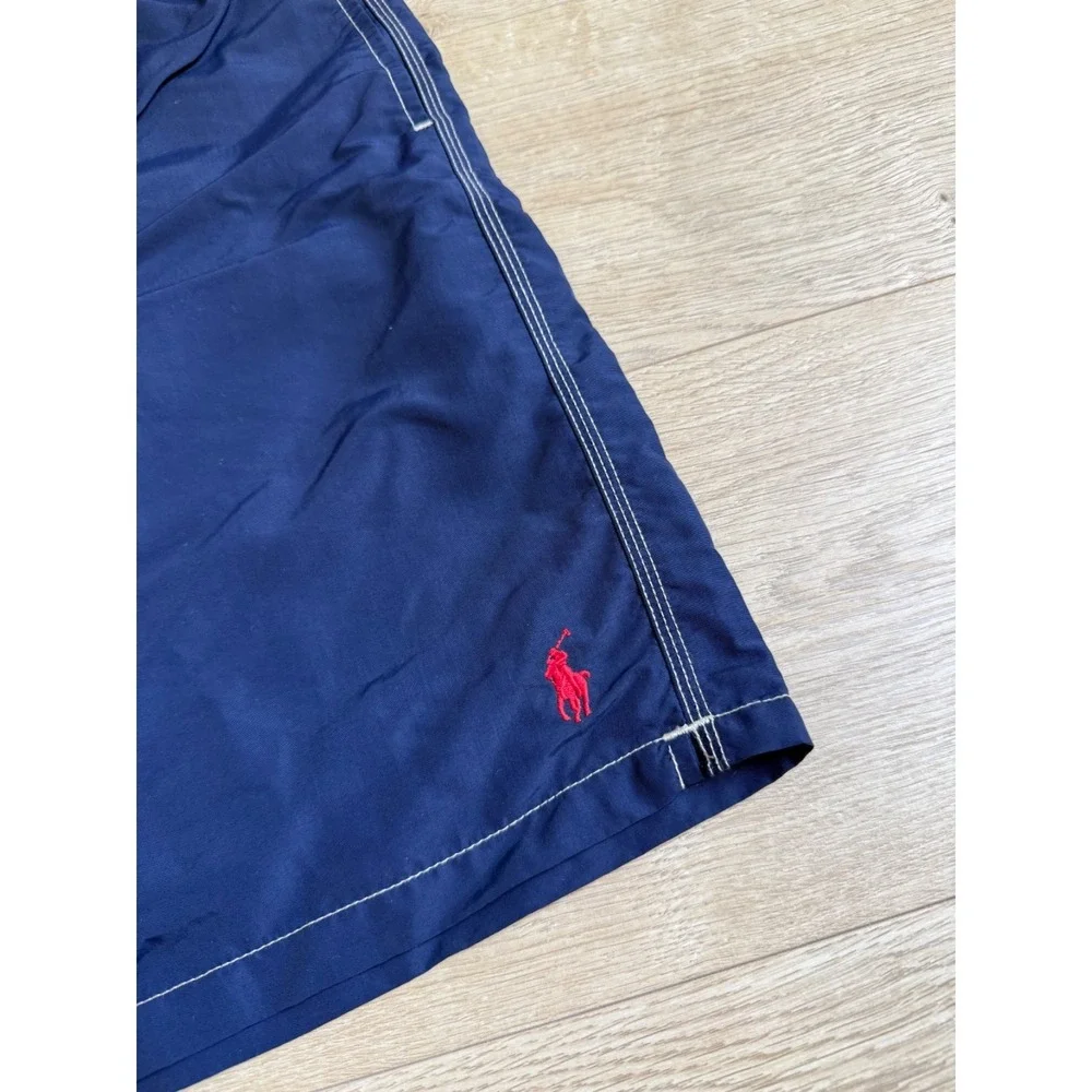 EUC Polo Ralph Lauren cargo Navy Blue Swim Trunks With Pockets Mesh Lined size L